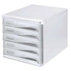 Cassettiera 5 Cassetti Helit Trasparente Bianco X1