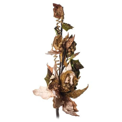 Ramo C/Fiori Dec.Gold/Cream L82Cm X1