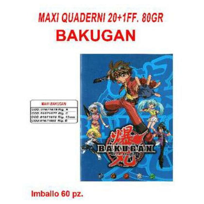Maxi Quaderni 20+11Ff 80Grrigatura 10Mm Bakugan X12
