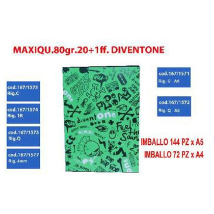 Maxi Quaderni 20+1Ff 80Gr Rigatura 4Mm Seven Diven X18