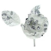 Pick Rosa 3 Foglie Con Clip Bianco - Decorazione Albero Natale - X1