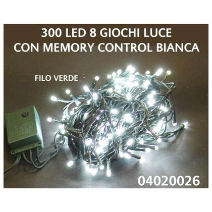 300 Led White Filo Verde Memory Control X1