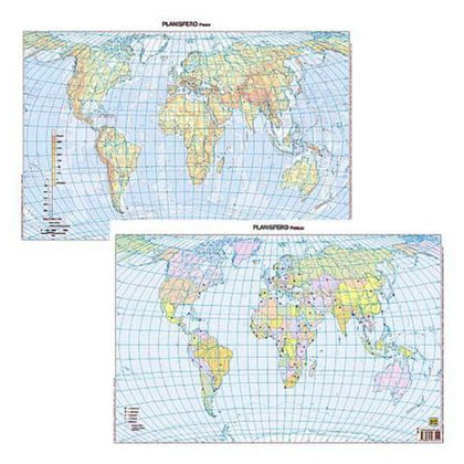 Cartina Geografica Muta F/P Planisfero X20