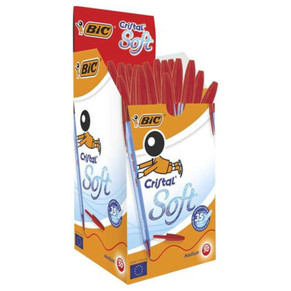 Cf.50 Penne Bic Cristal Soft Rosso  X1