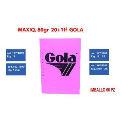 Maxi Quaderni 20+1Ff 80Gr Rigatura 5Mm Gola X12
