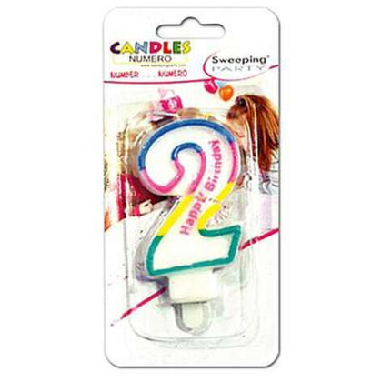 Candele Numero 2 Arcobaleno 9404 X12