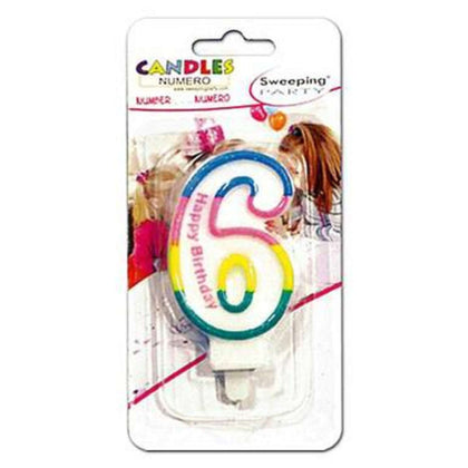 Candele Numero 6 Arcobaleno 9442 X12