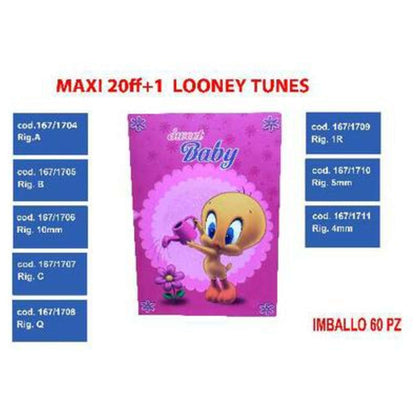 Maxi Quaderni 20+1Ff 80Gr Rigatura 4Mm Looney Tune X12