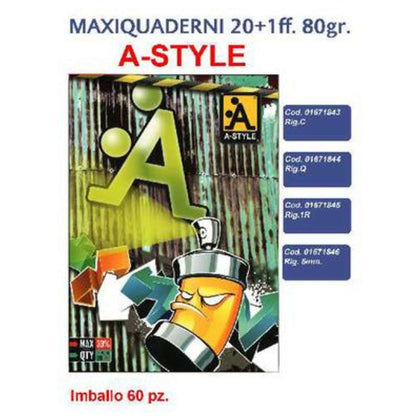 Maxi Qauderni 20+1Ff 80Gr Rigatura C A-Style X10