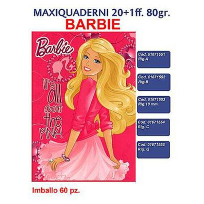 Maxi Quaderni 80Gr 20+1Ff C Barbie Seven Junior X10