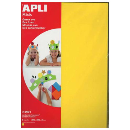 Cf. 5 Fogli In Gommapiuma Gomma Eva 20X30 Cm - Giallo X1