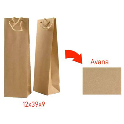 Busta Shopper Porta Bottiglia Kraft 12X39+9 Avana X12