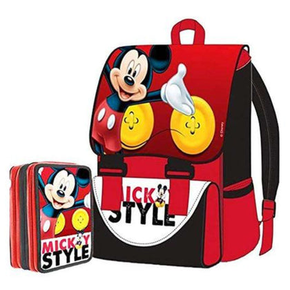 Kit Zaino Estens+Astuccio 3 Zip Micky X1