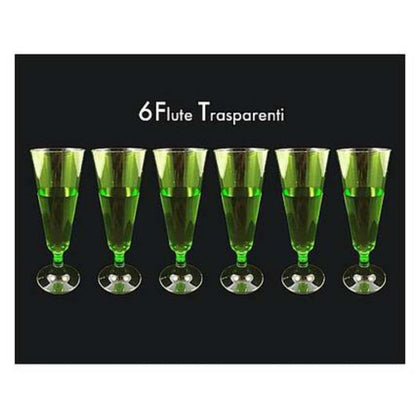 Cf.6 Calice Champagne Colore Verde X1