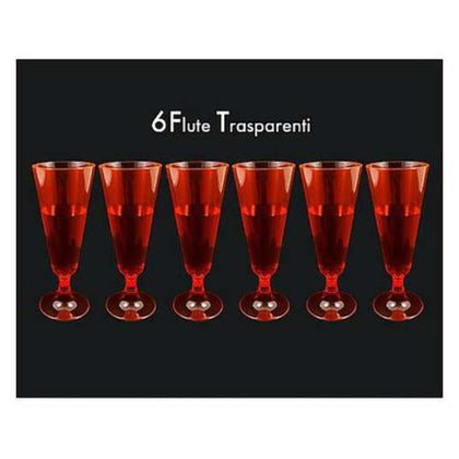 Cf.6 Calice Champagne Colore Rosso X1