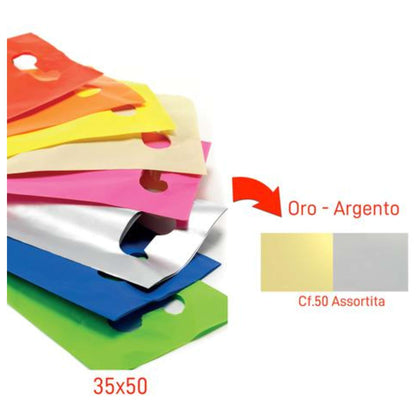 Cf.50 Buste Colour Bags 35X50 Oro/Arg. X1