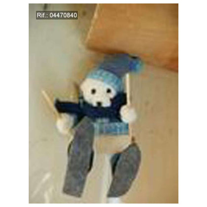 Bear White W/Scarf+Hat Blue 28X15X18Cm X1