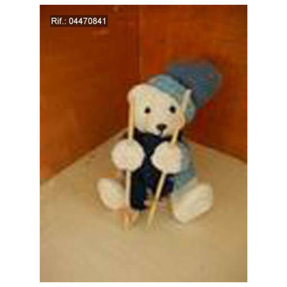 Bear White W/Scarf+Hat Blue 18X15X24Cm X1