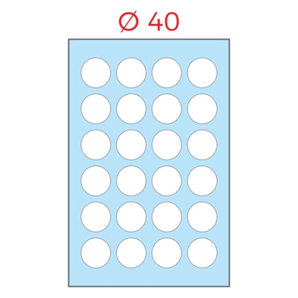 Cf.100Fg. A4 Con 24 Etichette Adesive Diametro 40 X1