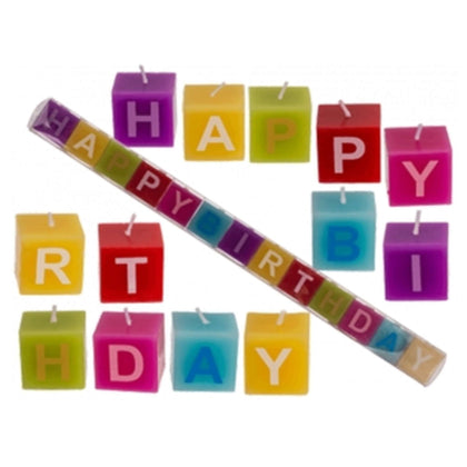 Candele Colorate Quadrate Happy Birthday 3X3Cm X1