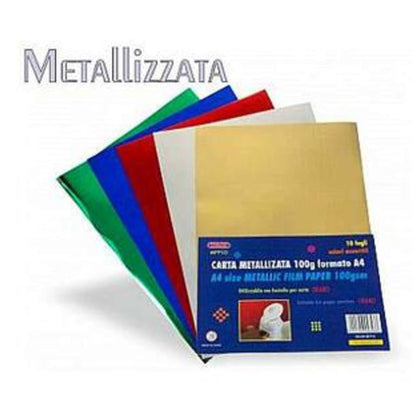 Cf.10 Carta A4 Metallizzata 100Gr. Colori Assortiti X1