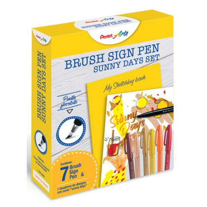 Kit Pentel Brush Sign Pen Sunny Days X1