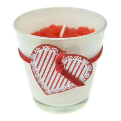 Candele Rosse E Bianche Con Cuore Legno 100773 X1