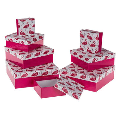 Set 8 Scatole Da Regalo Rosa Fenicottero 101679 X1