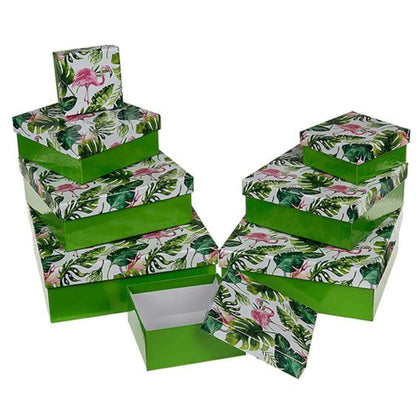 Set 8 Scatole Da Regalo Verde Fenicottero 101682 X1