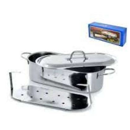 Pentola Pesciera Inox 50 Cm Con Coperchio E Griglia Montini