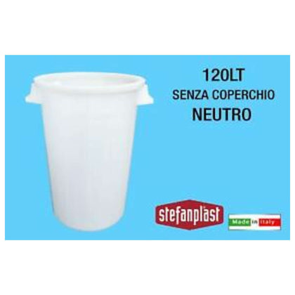 Bidone Pattumiera Bianco 120 Senza Coperchio - Ø52X76H Cm