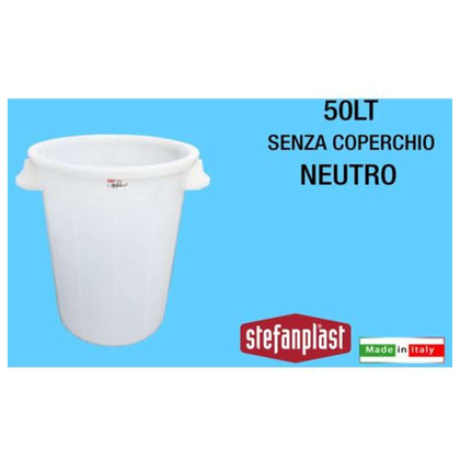 Bidone Pattumiera Bianco 50 Senza Coperchio - Ø45X44H Cm