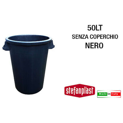 Pattumiera Bidone Nero 50 Litri Senza Coperchio - Ø45X44H Cm