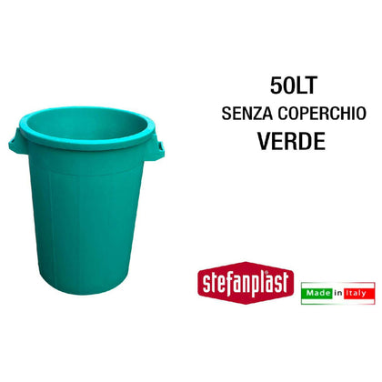 Pattumiera Bidone Verde 50 Litri Senza Coperchio - Ø45X44H Cm