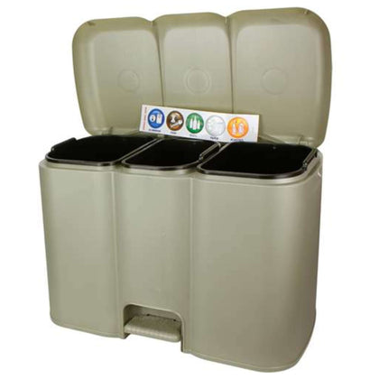 Pattumiera Patty 3 Per Differenziata Grigio - 58X33X41Cm