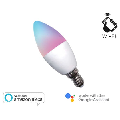 Lampada Led Smart Ee-45We14 Rgb + Bianco Caldo E14 C37 Dimmerabile Wifi - Alexa E Google Home