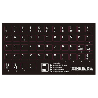 Adesivi Tastiera Italiana Stickers Netbook/Notebook - Tasti Piccoli Ita