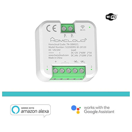 Modulo Pulsante Rele' Wi-Fi 12/24V - 2 Canali Da Incasso (Tn-Sbm2Cl)