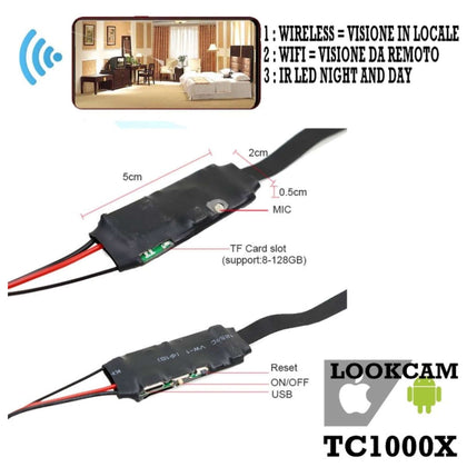 Telecamera Sorveglianza Micro Spy Cam Tc1000X Wifi Ir