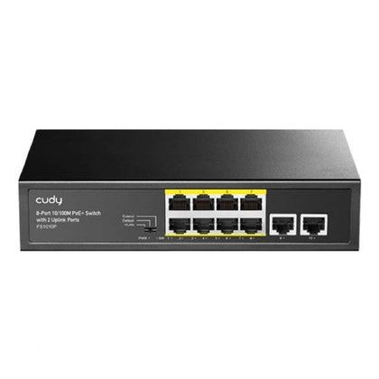 Switch Rete 8 Porte Poe + 2 Porte Uplink 10/100Mbps 120W (Fs1010P)