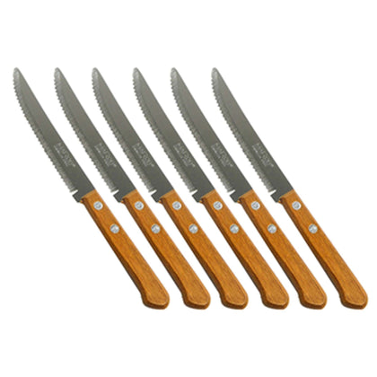 Set 6 Coltelli Bistecca Con Manico In Legno Marob