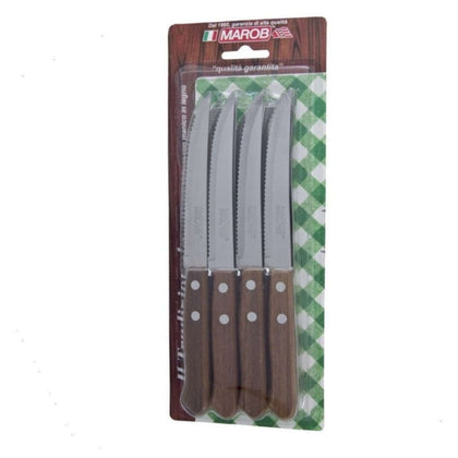 Set 12 Coltelli Bistecca Con Manico In Legno Marob