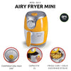 Ariete 4615 Airy Fryer Mini - Friggitrice ad Aria - Frigge senza olio e grassi - Temperatura max 200° - 1000 Watt - 2 Litri - Giallo