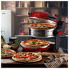 Ariete 927 Pizzeria , Forno pizza doppio, 2300 W, 2 pietre refrattarie, 2 pizze in 4 minuti, 2 termostati, Diametro 32 cm, 5 livelli di cottura, 2 pale in acciaio inox, Rosso