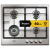 Piano Cottura 4 Fuochi a Gas da Incasso Larghezza 60 cm Griglie in Ghisa Inox - GMR 6422/IXL