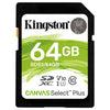 Kingston Technology Scheda SDXC Canvas Select Plus 100R C10 UHS-I U1 V10 da 64GB