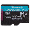 Kingston Technology Canvas Go! Plus Scheda microSDXC Canvas Go Plus 170R A2 U3 V30 da 64GB + adattatore