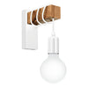 Applique Lampada da parete in Legno 1 Lampadina 60W E27 Bianco - 33162