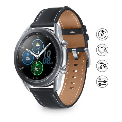 Galaxy Watch3 Smartwatch Bluetooth, cassa 45mm acciaio, cinturino pelle, Saturimetro, Rilevamento cadute, Monitoraggio sport, 53,8g, Batteria 340 mAh, IP68, Mystic Silver