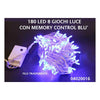 Luci albero di natale catena luminosa 180 Led /10,5 metri / 8 funzioni / luci blu / filo trasparente